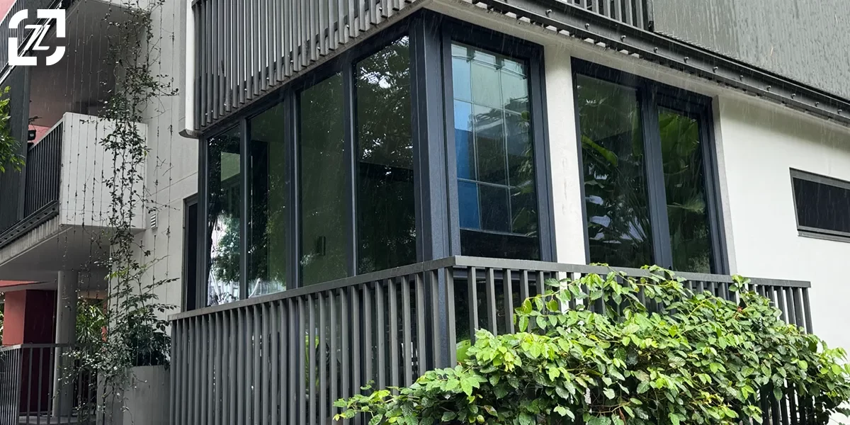 South Brisbane Balcony Enclosure - Outdoor Living Transformed with Black Aludec uPVC Double Glazing by Double Glazing Masters