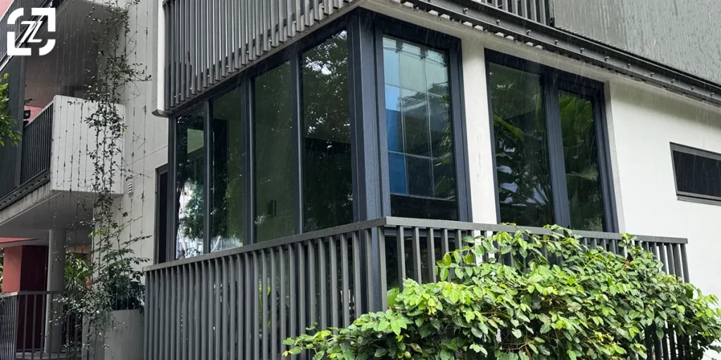 South Brisbane Balcony Enclosure - Outdoor Living Transformed with Black Aludec uPVC Double Glazing by Double Glazing Masters